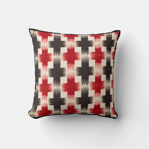 Basket Weave Pattern red and black Abstract art Cushion