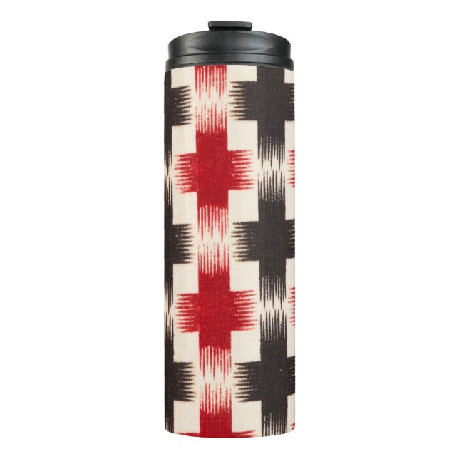 Basket Weave Pattern red and black Abstract art Thermal Tumbler (Front)