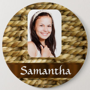 Basket weave photo template 6 cm round badge