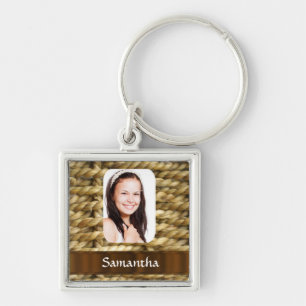Basket weave photo template key ring
