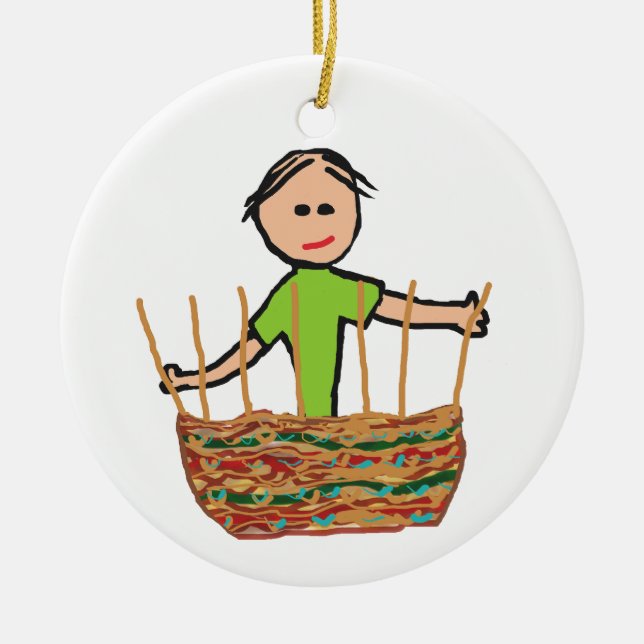 Basket Weaving Ceramic Ornament (Front)