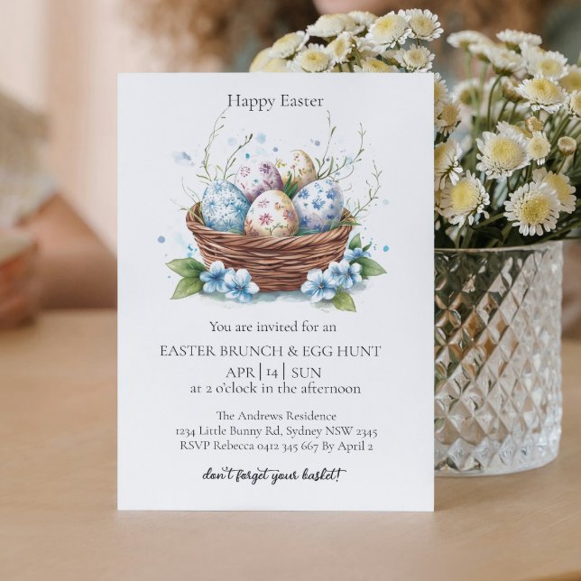 Basket with decorative eggs and egg hunt  2 invitation (Creator Uploaded)