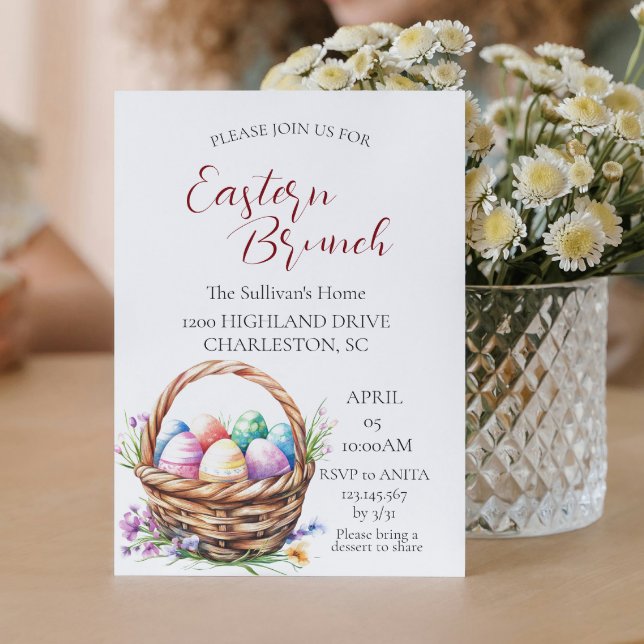 Basket With eggs and Easter Brunch Invitation (Creator Uploaded)