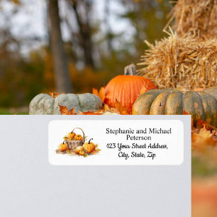 Basket with Pumpkins Return Address Label