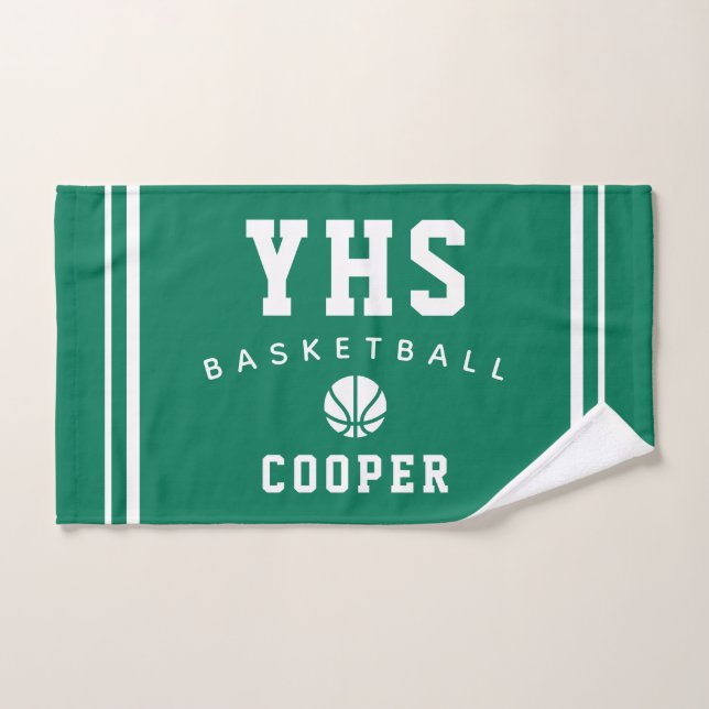 BasketbalI Icon, Custom Name & School, Team Gift Hand Towel (Hand Towel)