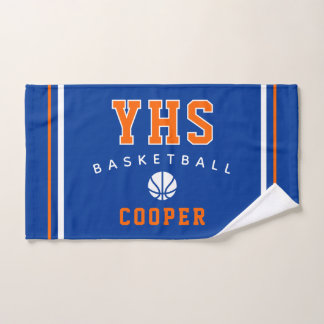 BasketbalI Icon, Custom Name & School, Team Gift Hand Towel