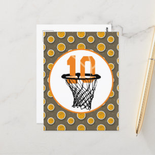 Basketball  10th Birthday with number in mini hoop Postcard