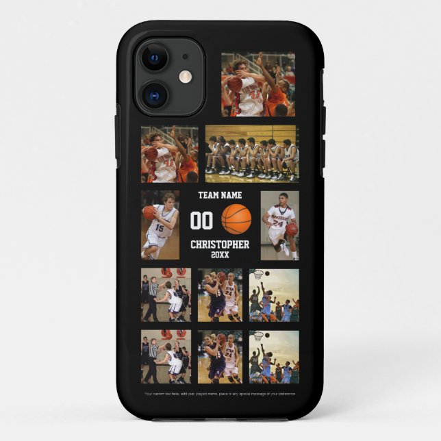 Basketball 11 Photo Collage personalised black Case-Mate iPhone Case (Back)
