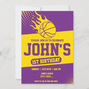 Basketball 1st Birthday Invitation