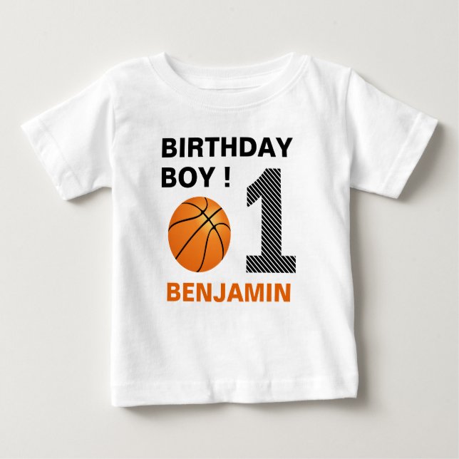 Basketball 1st Birthday Party Baby T-Shirt (Front)