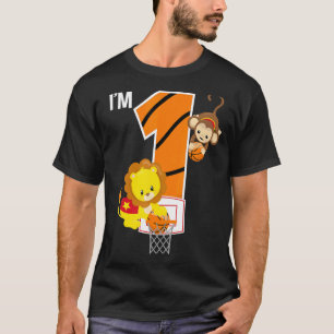 Basketball 1st Birthday Party Lion Monkey Zoo Anim T-Shirt