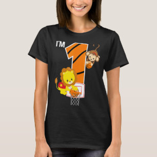Basketball 1st Birthday Party Lion Monkey Zoo Anim T-Shirt
