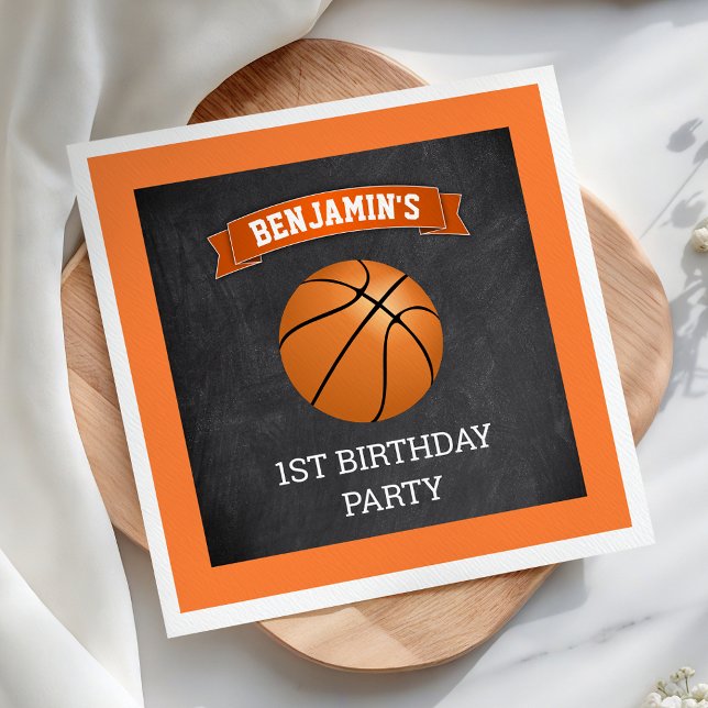 Basketball 1st Birthday Party Napkin (Creator Uploaded)