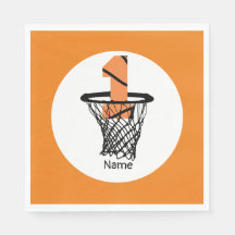 Basketball  1st Birthday with number in mini hoop 