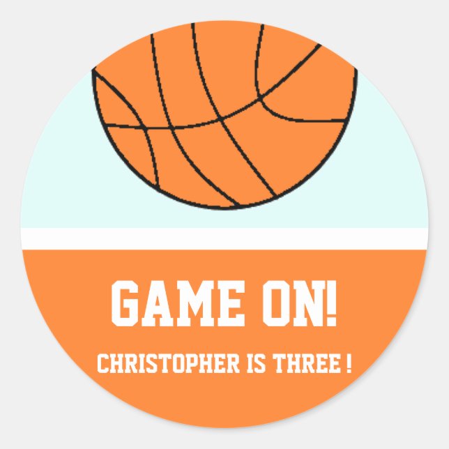 Basketball 3rd Birthday Classic Round Sticker (Front)