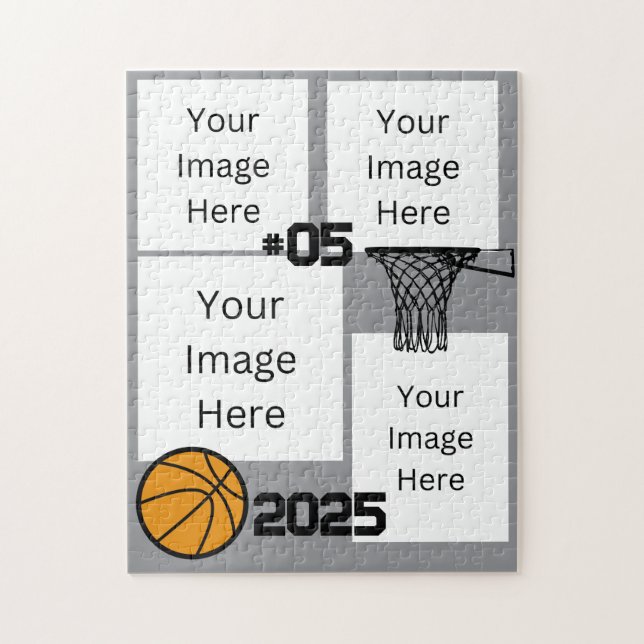 Basketball 4 Photo Collage Jigsaw Puzzle Grey (Vertical)