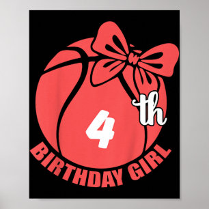 Basketball 4th Birthday Basketball Player  Poster