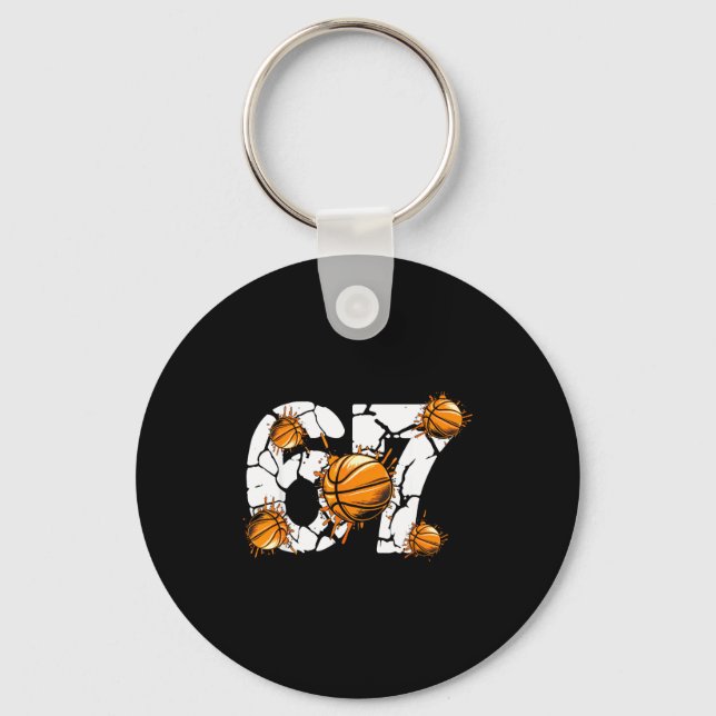 Basketball 67 Six Seven 6 7 Kids Funny Gen Alpha M Key Ring (Front)