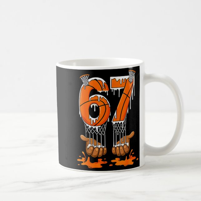 Basketball 67 Six Seven Funny Gen Alpha Meme Drip  Coffee Mug (Right)