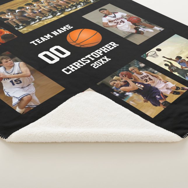 Basketball 7 photo collage fleece blanket (3/4)