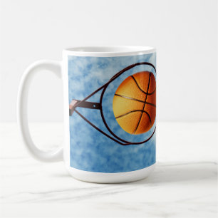 Basketball Above Basketball Ring, Coffee Mug