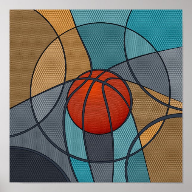Basketball Abstract Art Composition Poster (Front)