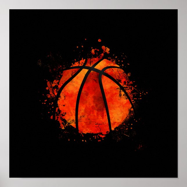 Basketball Abstract watercolor art Poster (Front)