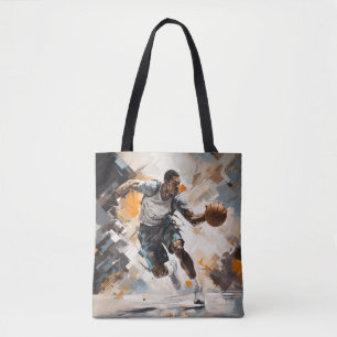 Basketball Action Sport Painting Abstract Art Deco Tote Bag