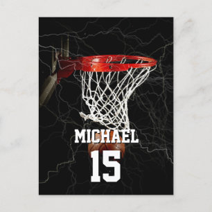 Basketball Add Your Name & Number Pop Art Holiday Postcard
