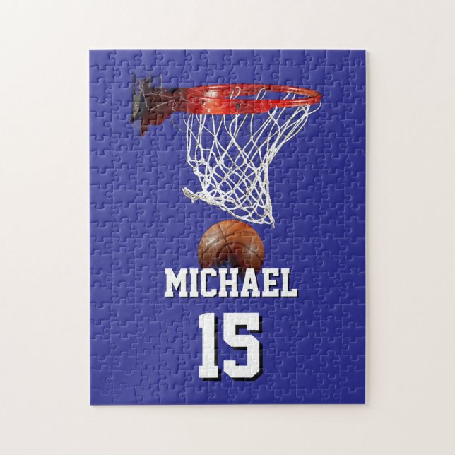 Basketball Add Your Name & Number Pop Art Jigsaw Puzzle (Vertical)