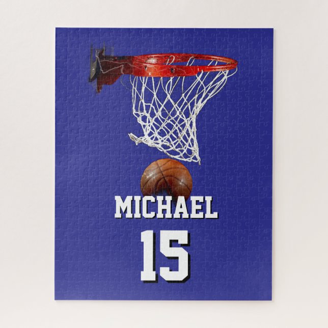 Basketball Add Your Name & Number Pop Art Jigsaw Puzzle (Vertical)