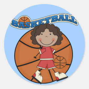 BASKETBALL African American Girl T-shirts and Gift Classic Round Sticker