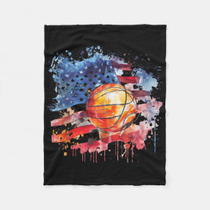 Basketball America Artwork Watercolor Basketball H Fleece Blanket