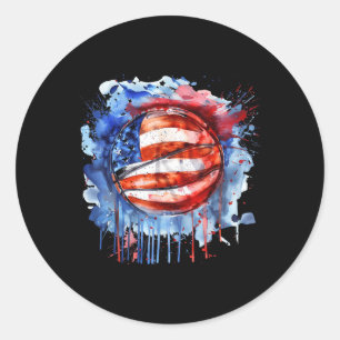 Basketball America Watercolor Basketball Hoop Usa Classic Round Sticker