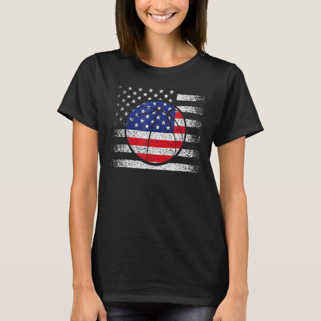 Basketball American Flag 4th Of July USA Sports Te T-Shirt (Front)