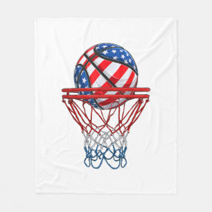 Basketball American Patriotic 4th Of July US Flag Fleece Blanket