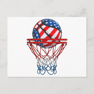 Basketball American Patriotic 4th Of July US Flag Postcard