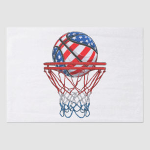 Basketball American Patriotic 4th Of July US Flag Tissue Paper