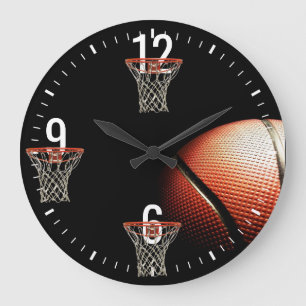 basketball and baskets wall clock