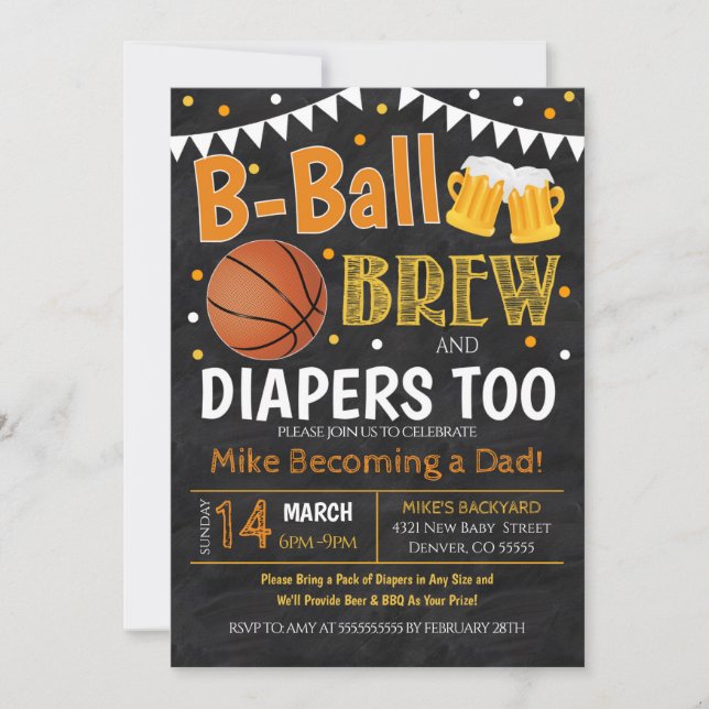 Basketball and Beer Baby Shower Invitation (Front)