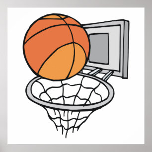 basketball and net vector graphic poster