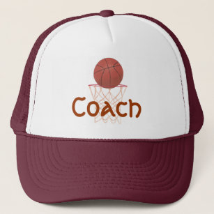 Basketball and net, with Coach sports hats