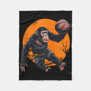 Basketball Animal Art Basketball Lover Monkey Draw Fleece Blanket