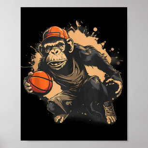 Basketball Animal Art Nature Basketball Hoop Monke Poster