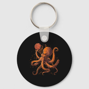 Basketball Animal Art Octopus Basketball Lover Dra Key Ring