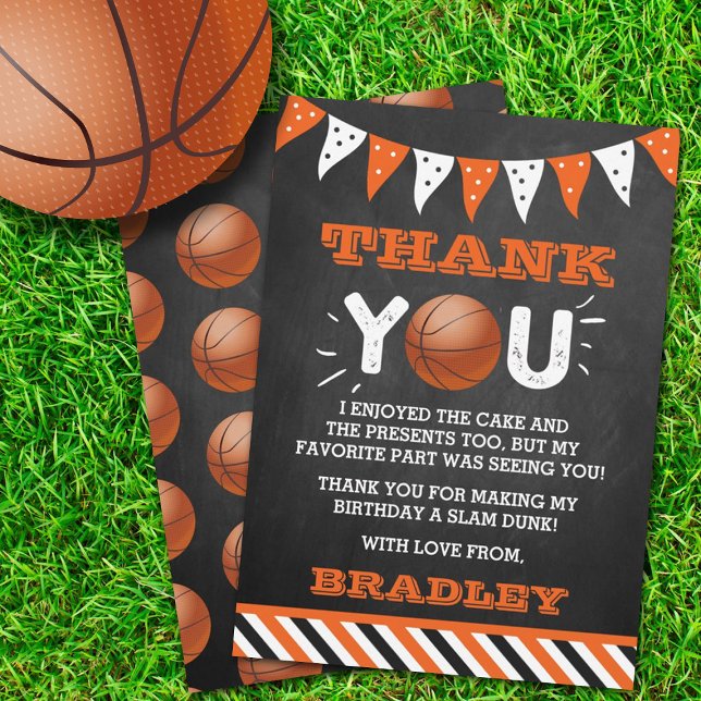 Basketball Any Age Birthday Thank You Card (Creator Uploaded)