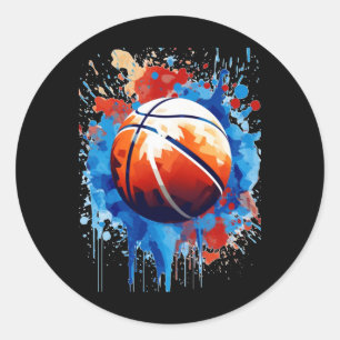 Basketball Art Poster Graphic  Classic Round Sticker