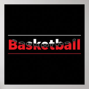 Basketball Art Red White Graphic Arch Poster
