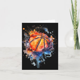 Basketball Artwork Basketball Hoop Colourful Water Card