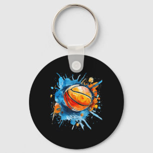 Basketball Artwork Basketball Hoop Colourful Water Key Ring